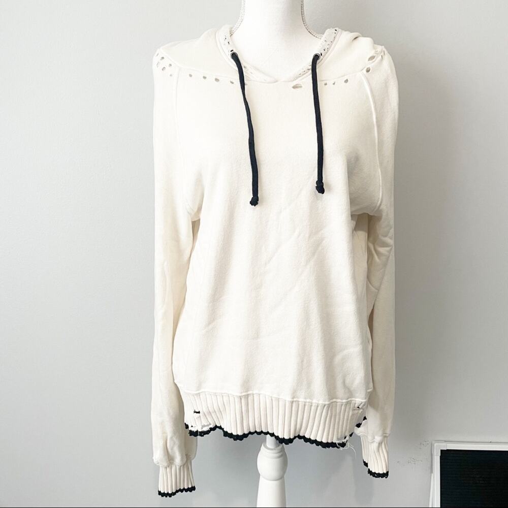 Pam & Gela white burnout oversized hoodie sweatshirt size medium top